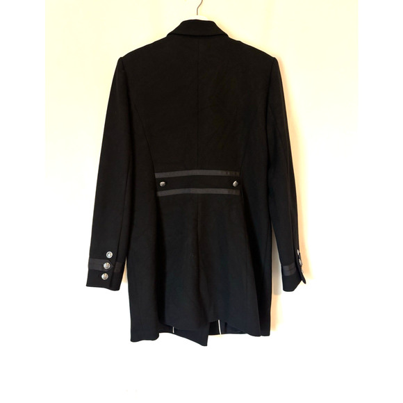 WHBM Coat Large Black Silver Buttons Elegant Preppy - Picture 2 of 8